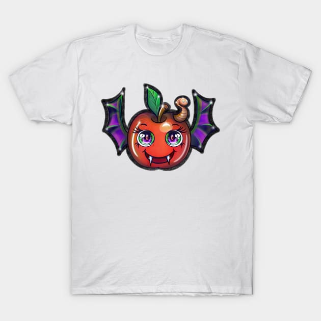 Kawaii Fruit Bat (Black) T-Shirt by CuddlyChimera